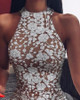 Halter Sleeveless Embroidery Bodycon Dress