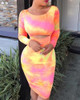 Open Back Tie Dye Print Bodycon Dress
