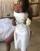 Drape Neck Slit Side Cami Dress