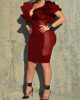 Layered Ruffles Fishnet Splicing Bodycon Dress