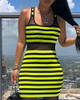 Thin Strap Striped Mesh Dress