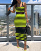 Thin Strap Striped Mesh Dress