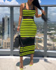 Thin Strap Striped Mesh Dress