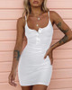 Button Design Low Cut Spaghetti Strap Bodycon Dress Button Design Low Cut Spaghetti Strap Bodycon Dress