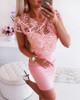Flower Ribbon Design Mesh Insert Bodycon Dress
