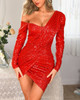 Sequined One Shoulder Ruched Dress