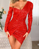 Sequined One Shoulder Ruched Dress