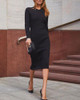 Solid Back Cutout Bodycon Midi Dress