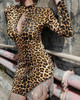Mock Neck Leopard Keyhole Tassel Detail Dress