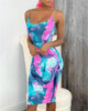 Tie Dye Print Open Back Bodycon Dress
