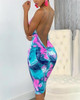 Tie Dye Print Open Back Bodycon Dress