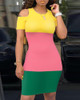 Cold Shoulder Colorblock Bodycon Dress