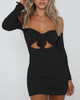Off Shoulder Ruched Tie Front Dress