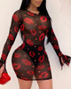 See Through Lips Print Bodycon Dress
