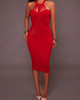 Sexy Caged Sleeveless Bodycon Midi Dress