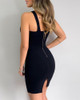 Geo Print Crisscross Neck Bodycon Dress