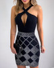 Geo Print Crisscross Neck Bodycon Dress
