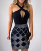 Geo Print Crisscross Neck Bodycon Dress