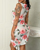 Floral Print Belted Ruched Overlap Dress