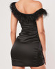Faux Feather Trim Drawstring Design Dress