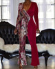 Snake Print Contrast Jumpsuit