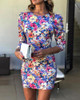 Round Neck Floral Bodycon Dress