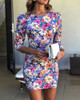 Round Neck Floral Bodycon Dress