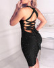 Glitter Tied Lace-Up Sequins Dress