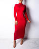 Solid High Neck Bodycon Midi Dress Solid High Neck Bodycon Midi Dress