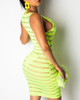Sheer Mesh Stripes Bodycon Dress