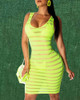 Sheer Mesh Stripes Bodycon Dress