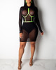 See Through Mesh Contrast Binding Bodycon Dress