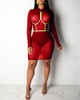 See Through Mesh Contrast Binding Bodycon Dress