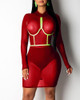 See Through Mesh Contrast Binding Bodycon Dress