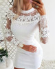 Floral Lace & Dots Mesh Yoke Bodycon Dress