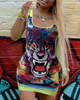 Tiger Print Thin Strap Bodycon Dress