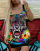 Tiger Print Thin Strap Bodycon Dress