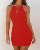 Sleeveless Halter Solid Bodycon Mini Dress