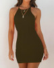 Sleeveless Halter Solid Bodycon Mini Dress