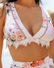 Floral Print Lace Trim Bikini Set