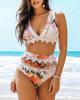 Floral Print Lace Trim Bikini Set