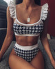 Houndstooth Print Two Piece Swimsuit