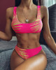 Leaf Print Thin Strap Bikini Set