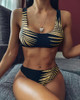 Leaf Print Thin Strap Bikini Set