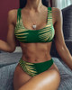 Leaf Print Thin Strap Bikini Set