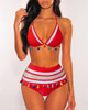 Colorful Pom Pom High Waist Bikini Set