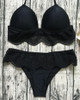 Splicing Ruffled Lace Halter Bikini Swimsuit