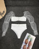 Sheer Mesh Long Sleeve Top & Bikini Set