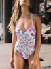 Deep V-Neck  Printed One Piece