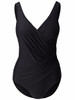 Ruched Deep V-Neck Solid One Piece